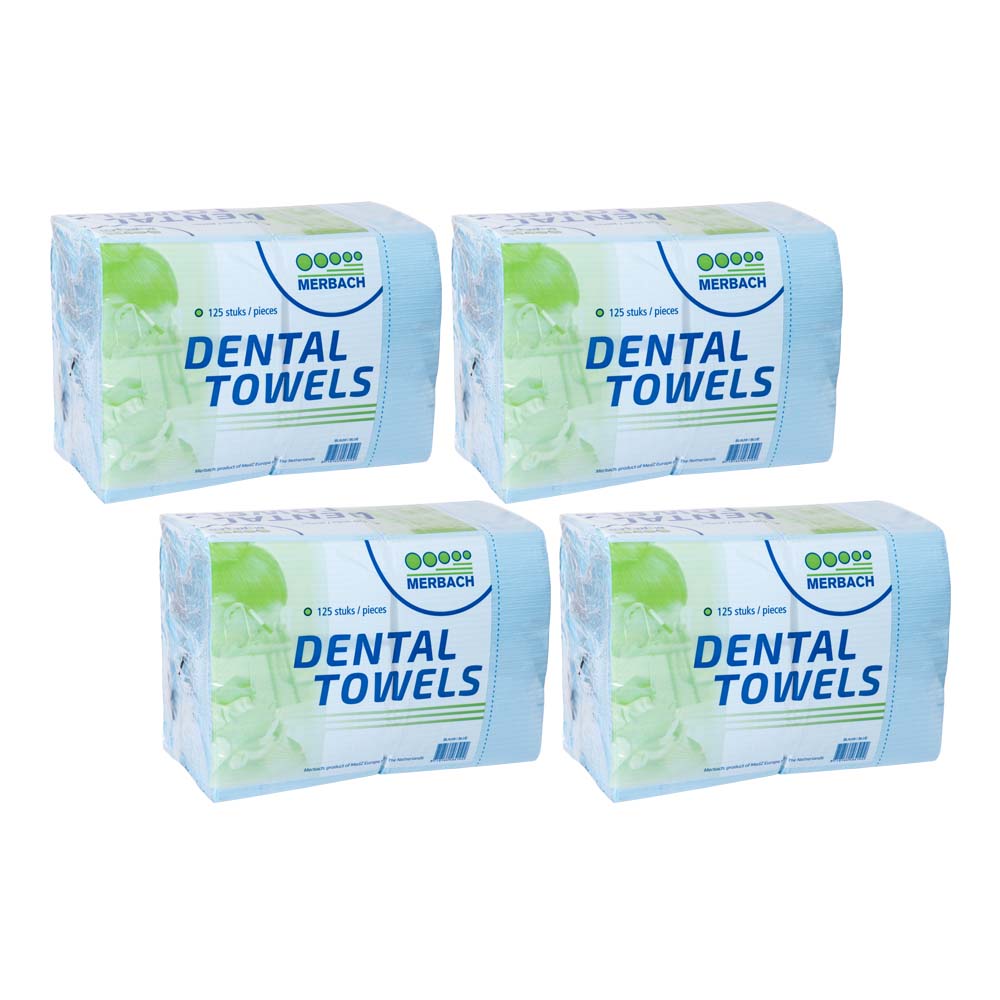 Merbach - Dental doekjes - Blauw - Verpakking van 125 · verkoopeenheid: 4 verpakkingen van 125 stuks