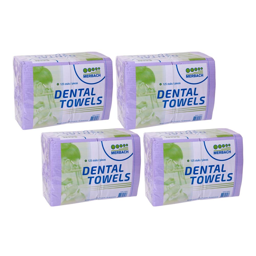 Merbach - Dental doekjes - Paars - Verpakking van 125 · verkoopeenheid: 4 verpakkingen van 125 stuks