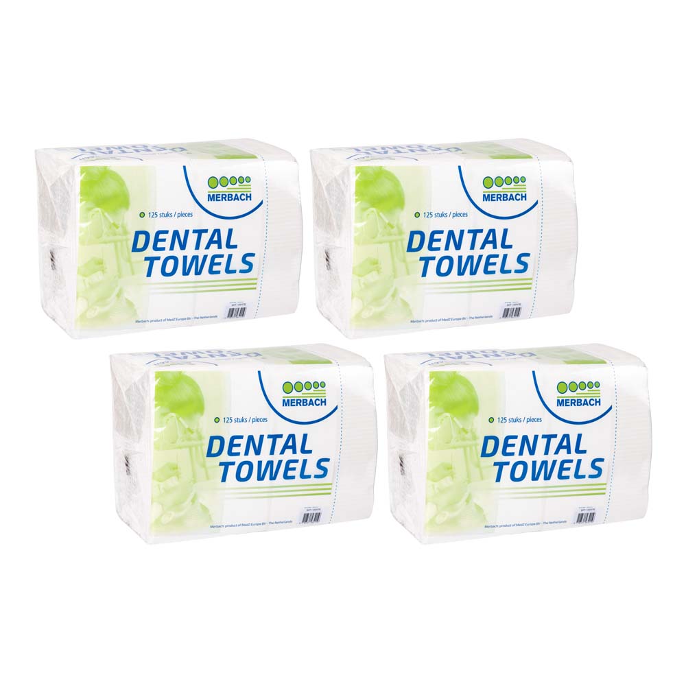 Merbach - Dental doekjes - Wit - Verpakking van 125 · verkoopeenheid: 4 verpakkingen van 125 stuks