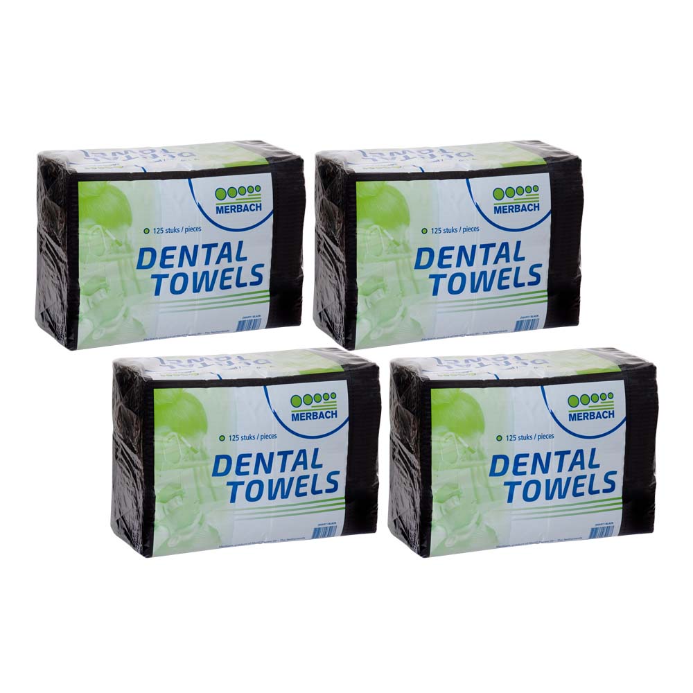 Merbach - Dental doekjes - Zwart - Verpakking van 125 · verkoopeenheid: 4 verpakkingen van 125 stuks