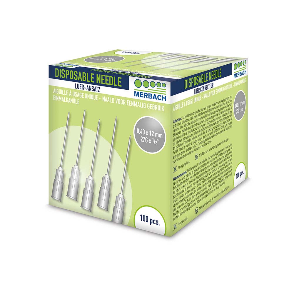 Merbach - Injectienaalden 27 G x 1/2 - 13mm - Grijs - Doos van 100