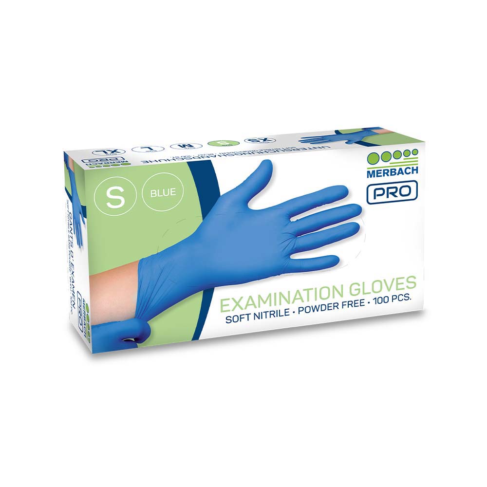 Merbach Pro - Soft-nitrile handschoenen poedervrij - Blauw - Doos van 100 · losse verpakking