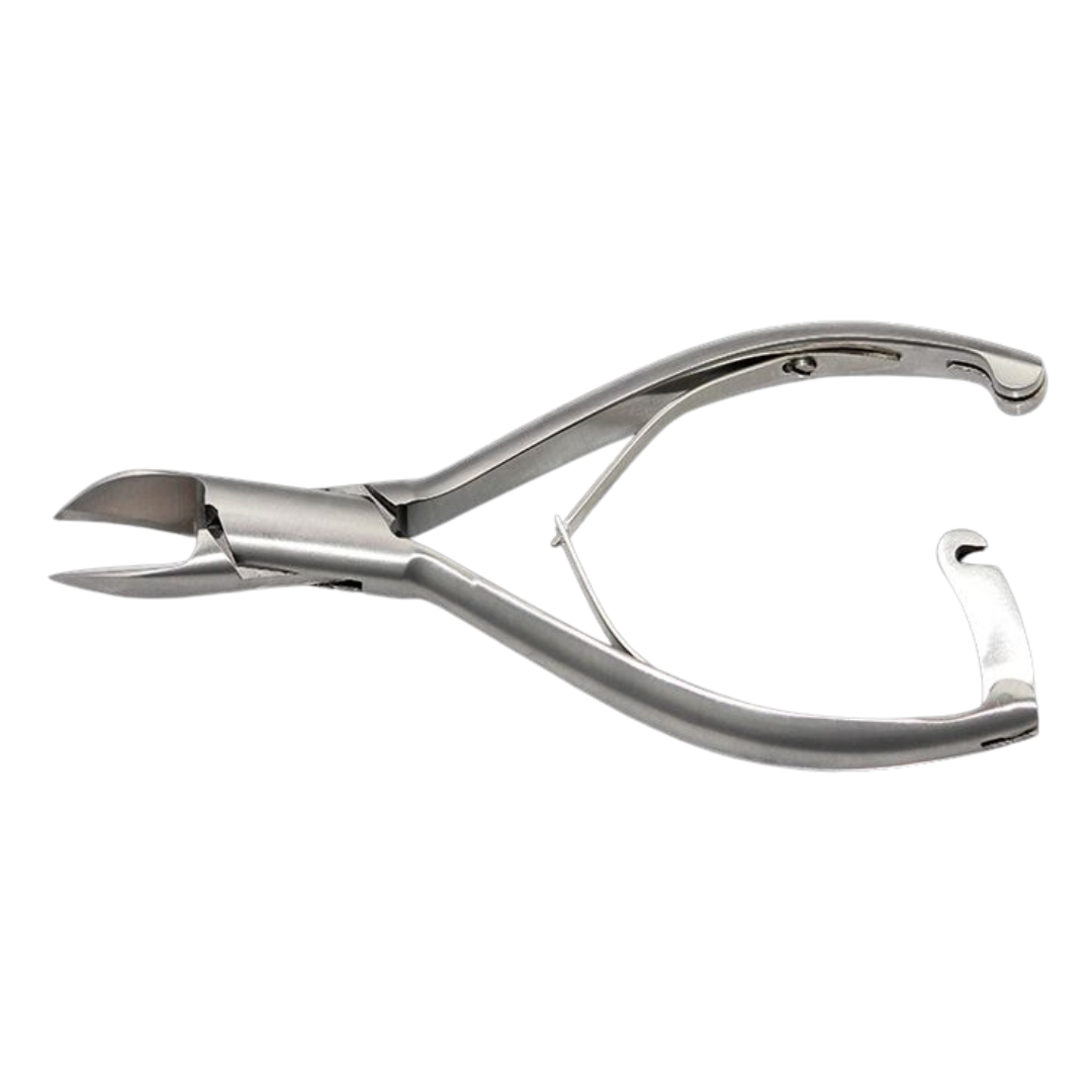 Merbach pedicuretang, gebogen snijvlak, dubbele veer met slot, 14 CM