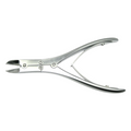 Merbach dubbelscharniertang, vlak model met gebogen snijvlak, dubbele veer, 15 CM