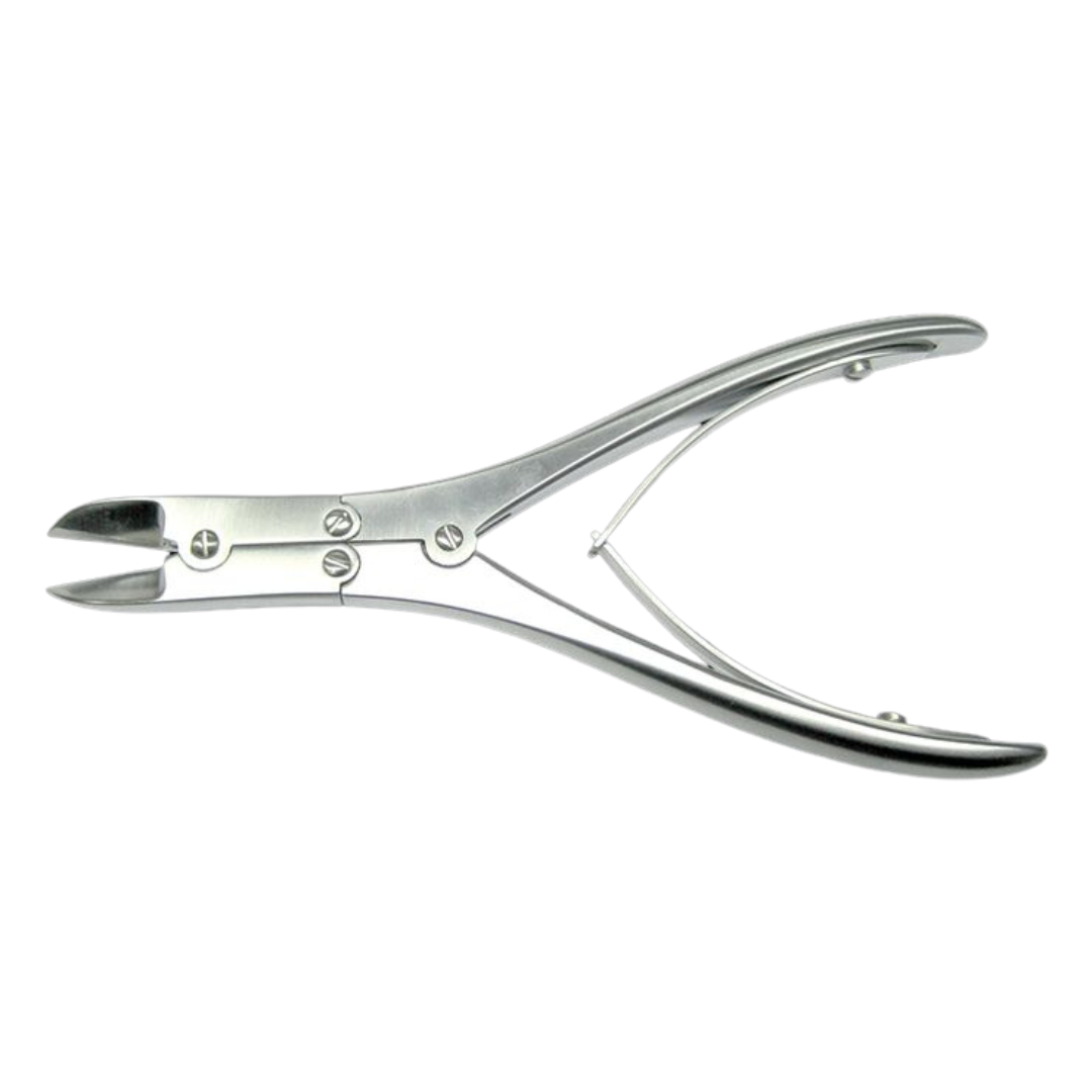 Merbach dubbelscharniertang, vlak model met gebogen snijvlak, dubbele veer, 15 CM
