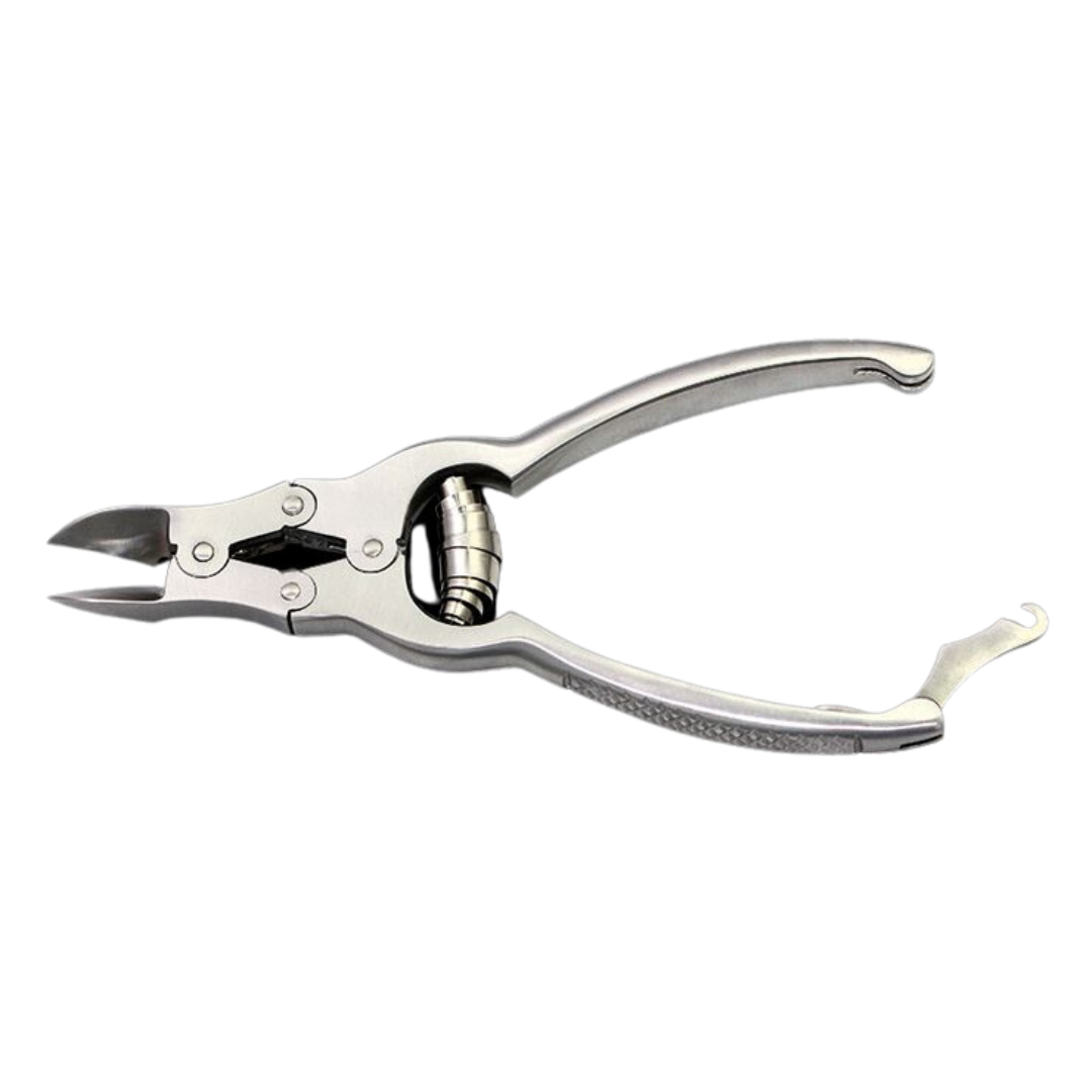 Merbach dubbelscharniertang voor dikkere nagels, gebogen snijvlak, bufferveer met slot, 15 CM