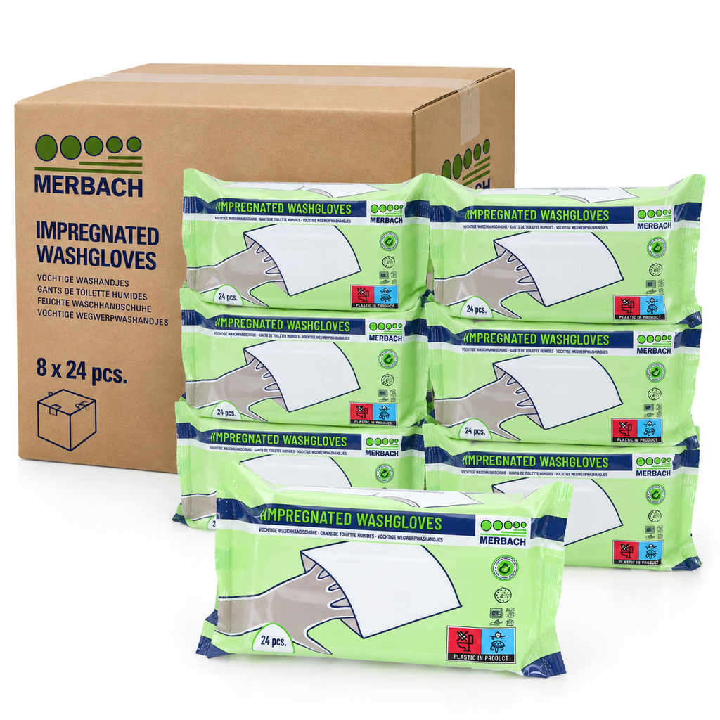 Merbach vochtige washandjes - Doos van 8 x 24 stuks