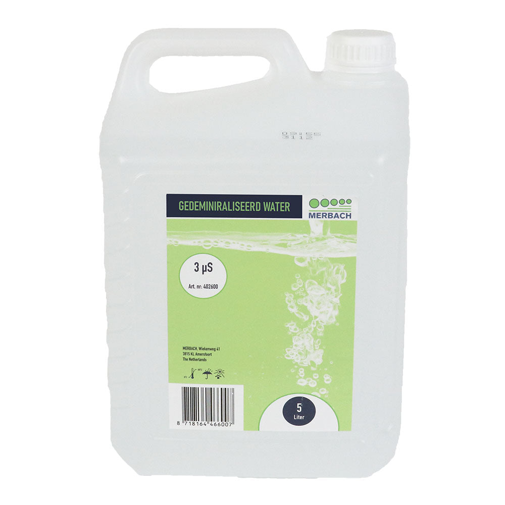 Merbach gedemineraliseerd water, 5 liter (Demi water)
