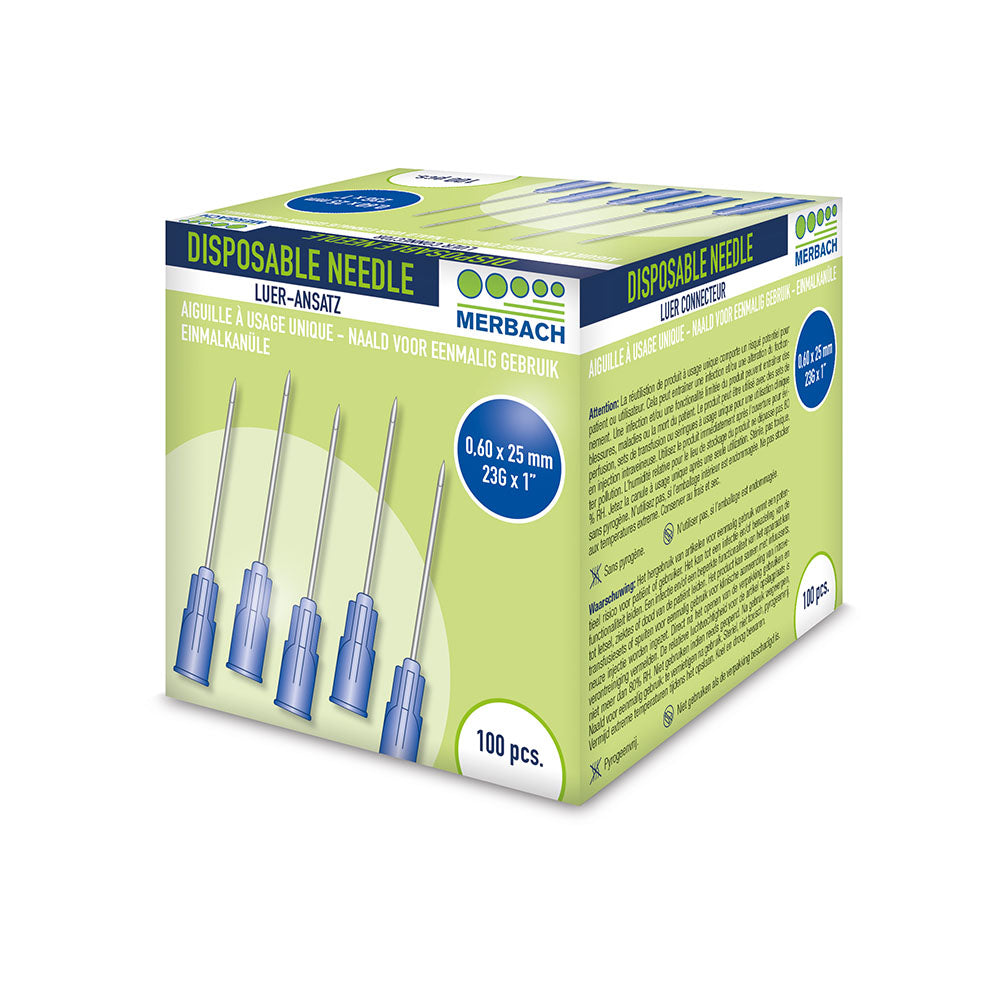 Merbach Injectienaalden 23 G x 1 - 25mm blauw 100 stuks