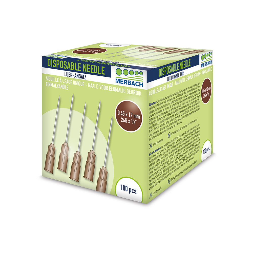 Merbach Injectienaalden 26 G x 1/2 - 13mm bruin 100 stuks