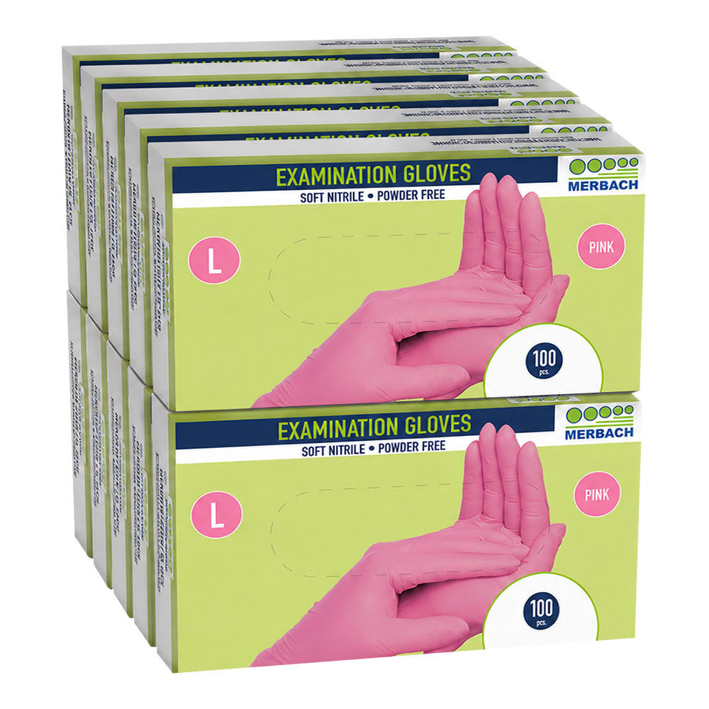 Merbach soft-nitrile poedervrij, roze - 10 dozen x 100 stuks