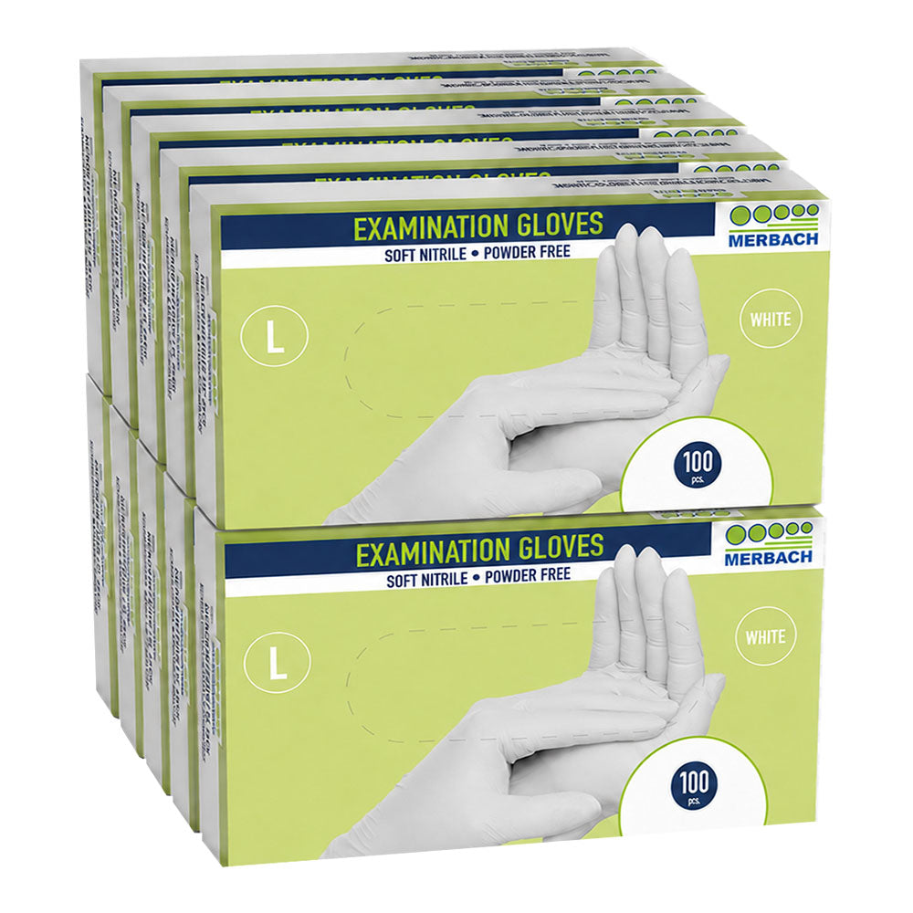 Merbach soft-nitrile poedervrij, wit - 10 dozen x 100 stuks